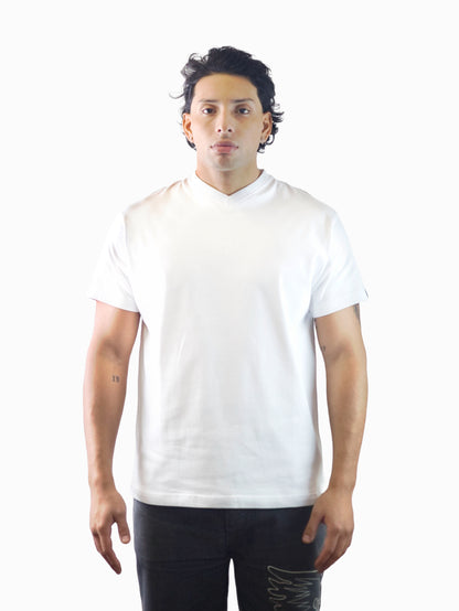 Exetees Regular V-Neck T-Shirt (White)
